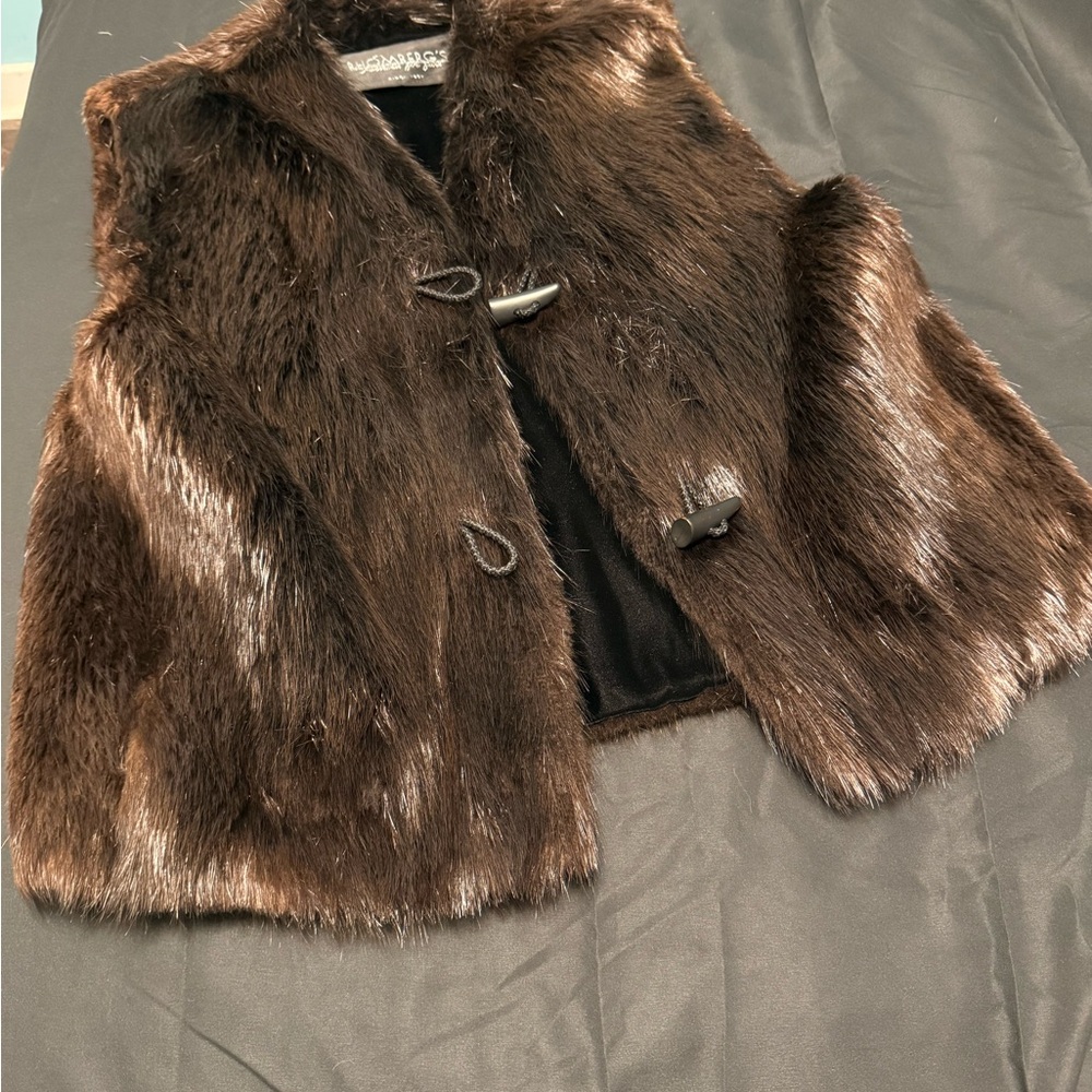 Vintage MINK  Chocolate Brown Vest with Toggle Closures